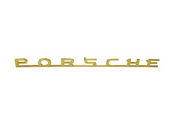 Porsche 356 Golden Emblem "PORSCHE"  8 1/2" 5 Studs Insignia Front Panel OEM